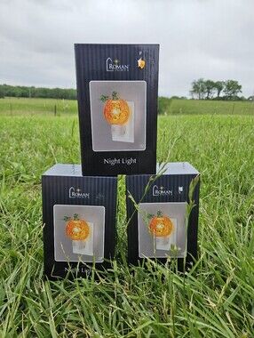 3 NEW Roman Lights Pumpkin Night Lights Fall Halloween Thanksgiving Decor...